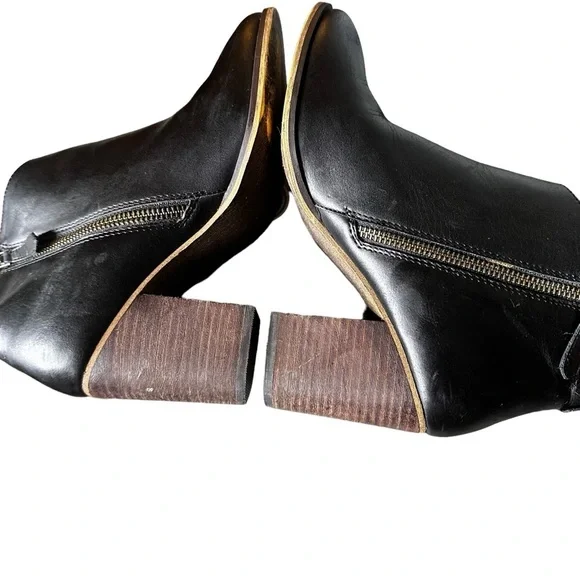BP. Lance Black Leather Ankle Booties, Round Toe, Zip Closure, Block Heel sz 7.5 - Picture 10 of 14